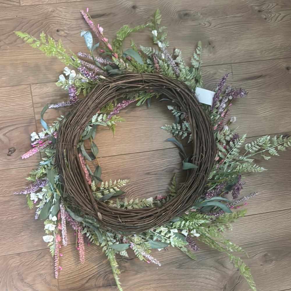 Floral Wreath with Pink and Green Accents - Picture 4 of 4
